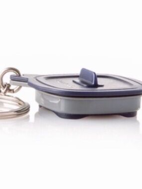 Tupperware Mini Keychain Container - Gray and Navy